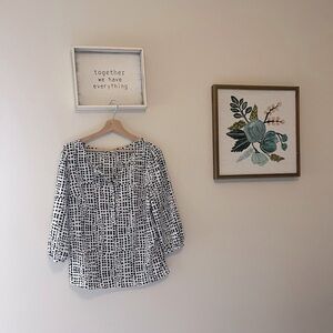 Merona, Black and White Dress Shirt, Size Medium